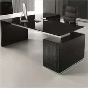 ESCRITORIO EN L VIDRIO Y FÓRMICA